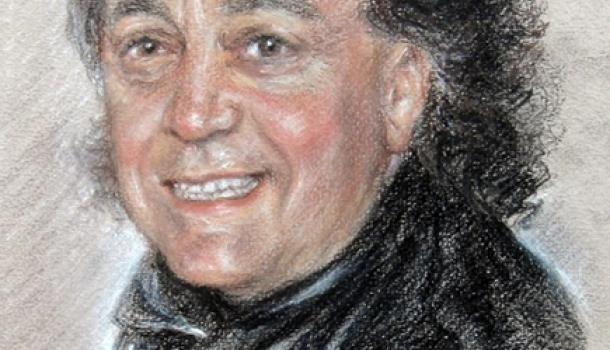 Portret akwarela, pastel, grafit