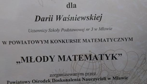 Sukcesy uczniów SP 3 w powiatowym konkursie „Młody Matematyk”