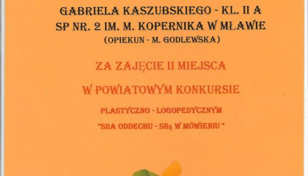 Uczeń SP nr 2 drugi w powiatowym konkursie „Siła oddechu – siłą w mówieniu”