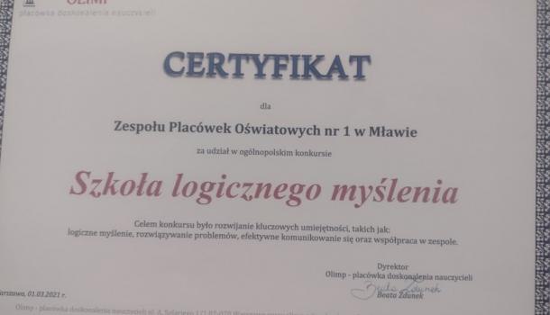 Szkoła Podstawowa nr  1 SZKOŁĄ LOGICZNEGO MYŚLENIA