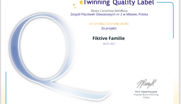 Odznaka Jakości eTwinning dla ZPO nr 2 w Mławie