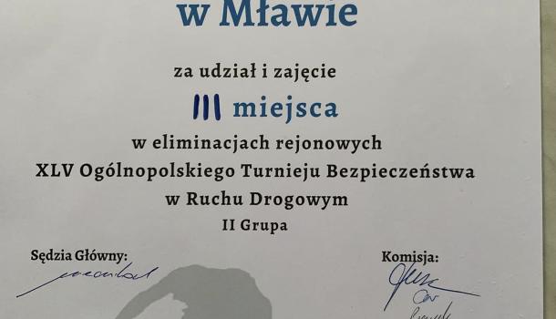 III miejsce uczniów SP 1 w etapie rejonowym Ogólnopolskiego Turnieju BRD