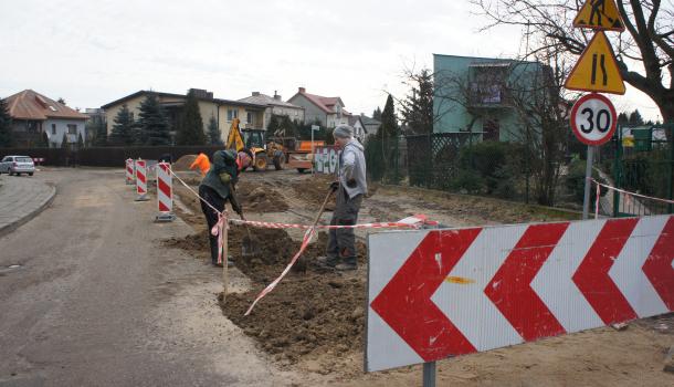 Na ul. Marii Skłodowskiej-Curie trwają prace budowlane